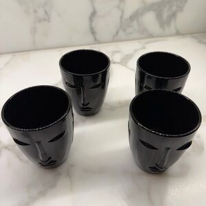 Ceramic Face Cups Two Sided Set of Four
